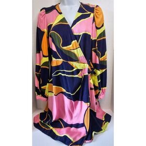 FRNCH Paris ABELINIA Wrap Dress SZ XS Abstract Print Long Sleeve‎ V Neck Casual
